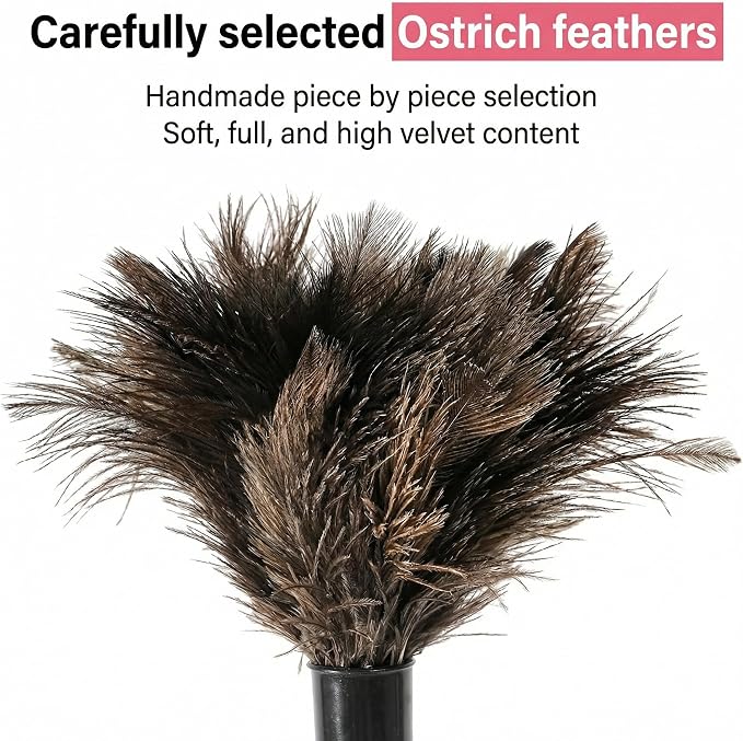 Goaste 2 Pack Ostrich Feather Duster, 15 Inch Fluffy Natural Feather Duster - Image 3