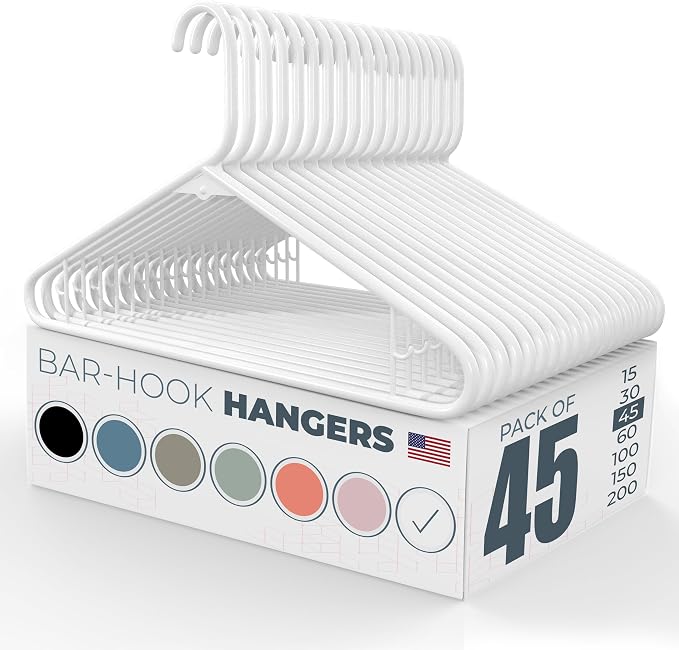 Plastic Hangers 45 Pack – Made in The USA – 6lb Capacity Standard Clothes by NeatiesHangers