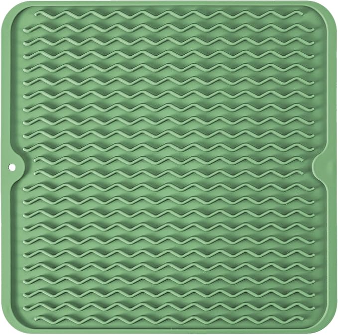 Silicone Dish Drying Mat, Non-Slip Easy Clean Sink Mat, Dark Green, Large by MODENGKONGJIAN
