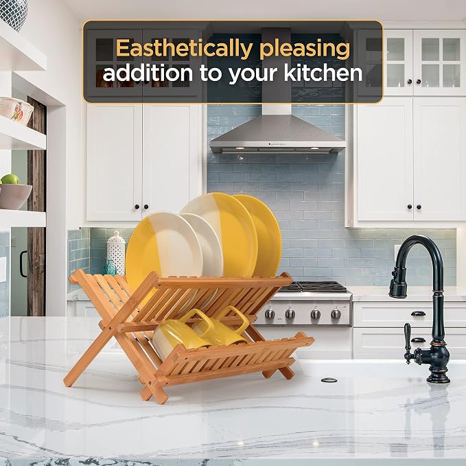 Bambüsi Collapsible Dish Drying Rack, Foldable Kitchen Counter Dish Drainer | - Image 7