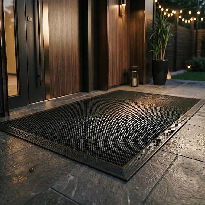 24x36 Inch Heavy Duty Front Door Mat with Elastic Mesh Surface, Cushioned Comfort, Superior Dirt Trapping, Non Slip Rubber Backing Door Mat Indoor Outdoor Entrance Rug for High Traffic Area(Jet Black)