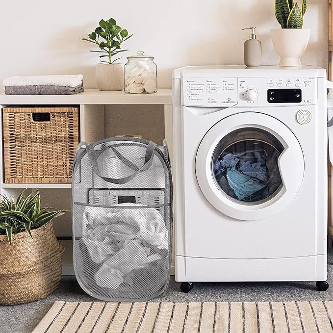 Larpur Pack of 3 Pop up Laundry Hampers, Collapsible Laundry Baskets - Image 5