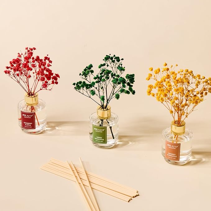 Reed Diffuser Set of 3, Coconut Pineapple Lemon Eucalyptus Cranberry Apple Oil - Image 7