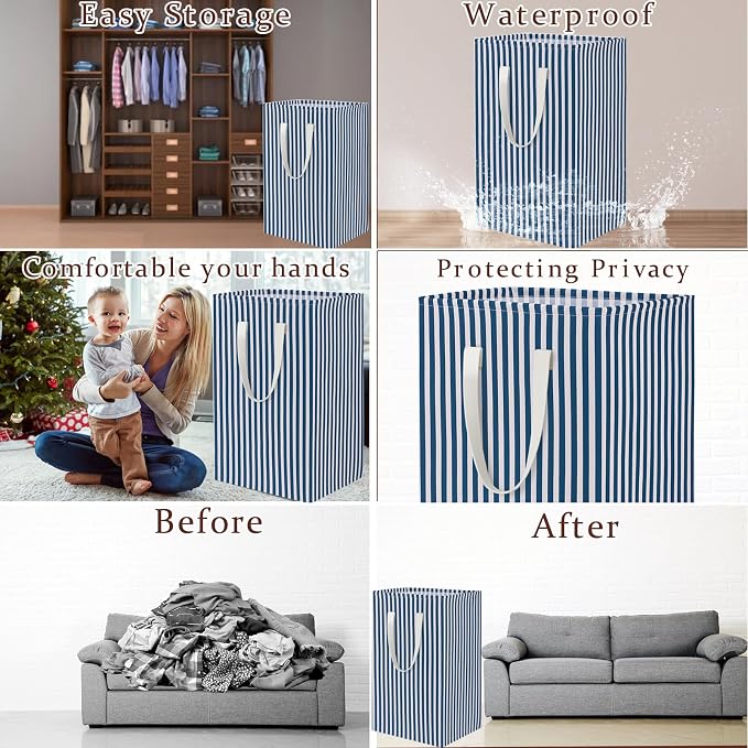 Waterproof Laundry Hamper 75L Collapsible Laundry Basket Extended Cotton Handle - Image 3