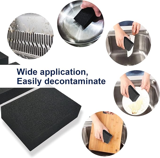 Krisler 8pc Black Carborundum Sponge Nano Emery Sponges Caspian Stone Pot Clean - Image 3