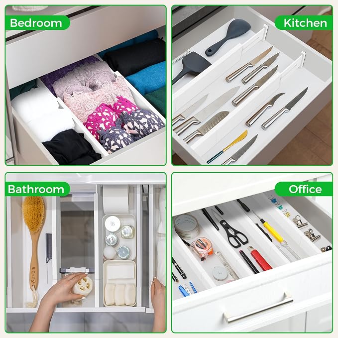 4 Pack Bamboo Drawer Dividers Organizer - Image 5