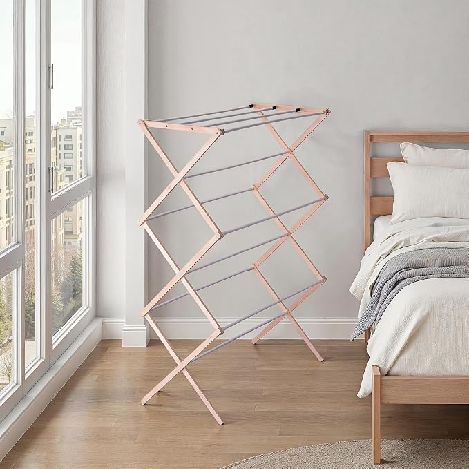 Household Essentials 5001 Collapsible Folding Wooden Clothes Drying Rack - Image 5