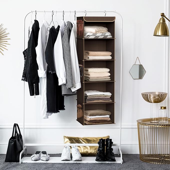 Simple Houseware 5 Shelf Hanging Closet Organizer, Top Support Metal Frame - Image 5