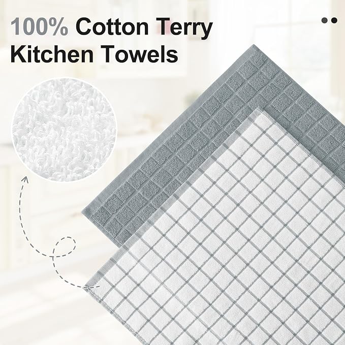 Homaxy Large Premium Cotton Kitchen Towels 16"x 28", 12 Pack - Image 2