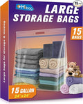 HIBAG 15 Gallon Large Storage Bags, 24” x 24” Resealable Clear Bags by HIBAG