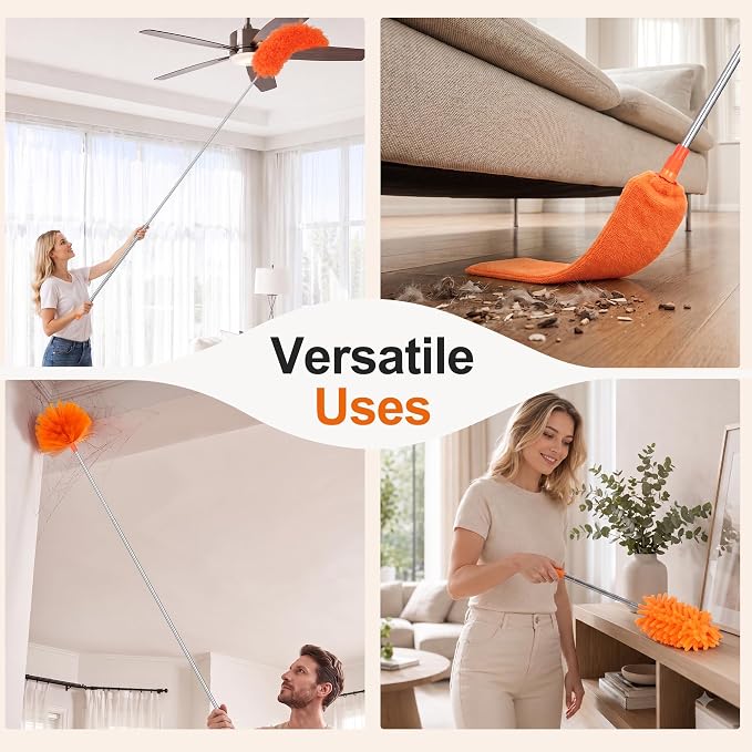 Cobweb Duster with Extension Pole, Pole5-Piece Spider Web Brush with Pole Kit - Image 3