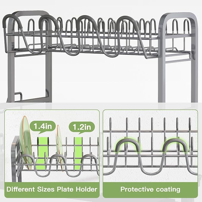 BOOSINY 2 Tier Dish Drying Rack and Drainboard Set - Image 7