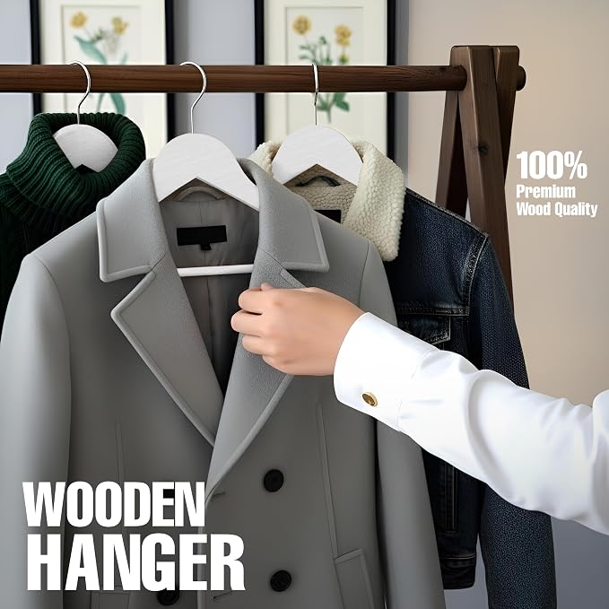 Utopia Home Wooden Hangers 20 Pack – Slim Suit Hangers White | 360° rotatable - Image 7
