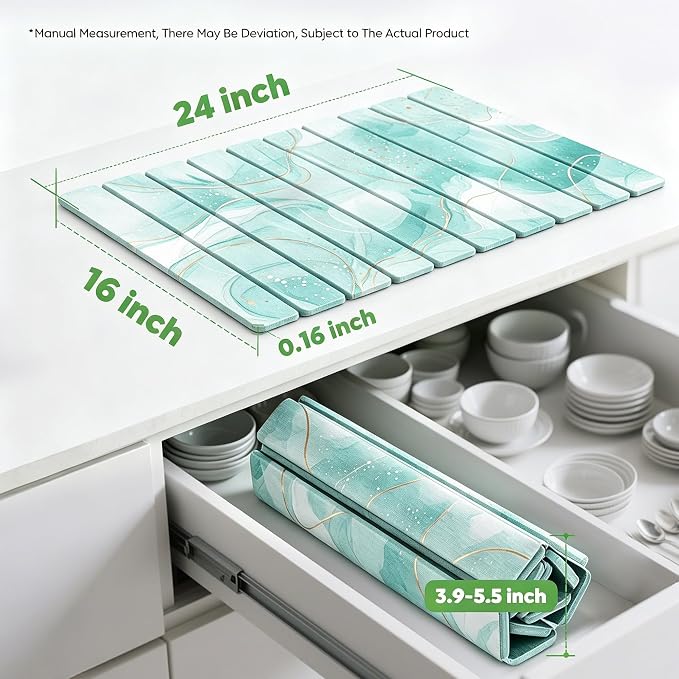 Stone Drying Mat for Kitchen Counter, Quick Diatomaceous Earth Mats for Dishes - Image 2
