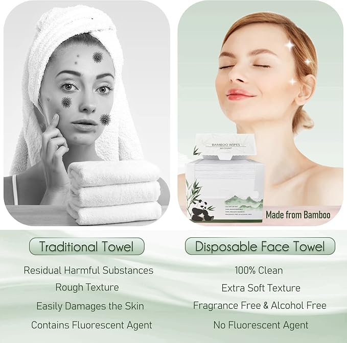 WOWOTEX Bamboo Rayon Disposable Face Towels - Image 3