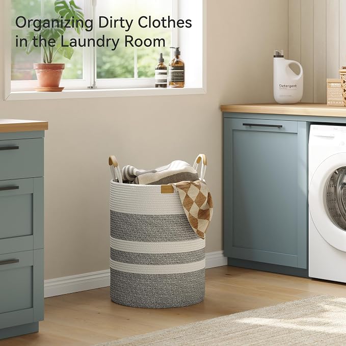 Nunsino 62L Striped Laundry Hamper - Image 2