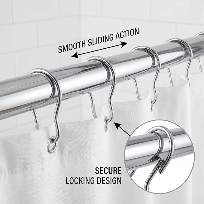 Silver Shower Curtain Rings Metal Hooks Ring Nickel Plated Rustproof - Image 2