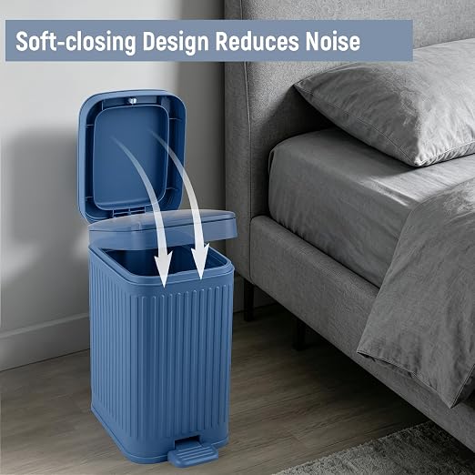 Small Bathroom Trash Can with Lid, 1.9 Gallon Slim Soft Close Step, Kitchen & - Image 4