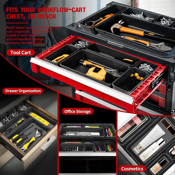 【48PCS & 5 Sizes】 Tool Box Organizer Tray, Toolbox Drawer Organizer - Image 7