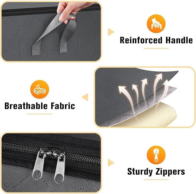 6 Pack Clothes Storage Bags 80L Blanket Storage Containers - Image 3