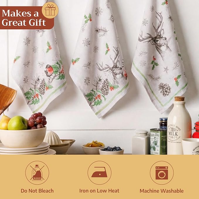 Maison d' Hermine Kitchen Towels Set of 3 Reusable 100% Cotton 27.50" x 20" - Image 5