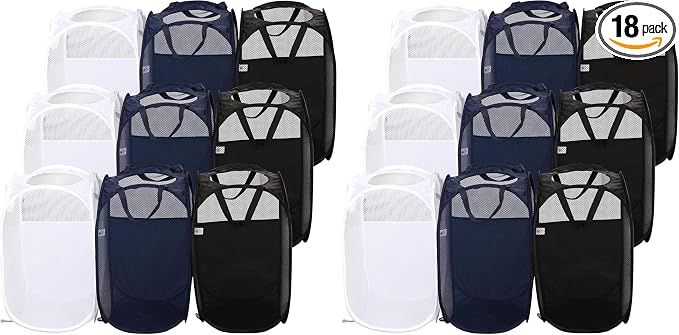 AQQA 9 Pcs Mesh Popup Laundry Hamper Set, Durable Handles, Sturdy Mesh by AQQA
