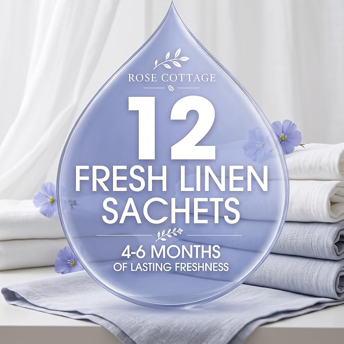 Large 12 Packs Fresh Linen Hanging Scented Sachets Long-Lasting Closet - Image 6
