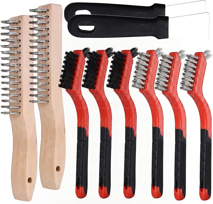 Wire Brush Set for Cleaning, 10-Piece Wire Brush for Rust Paint Removal by Yodamiack