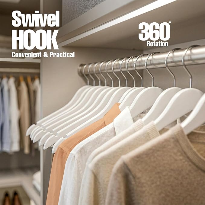 Utopia Home Wooden Hangers 30 Pack – Slim Suit Hangers White | 360° rotatable - Image 5