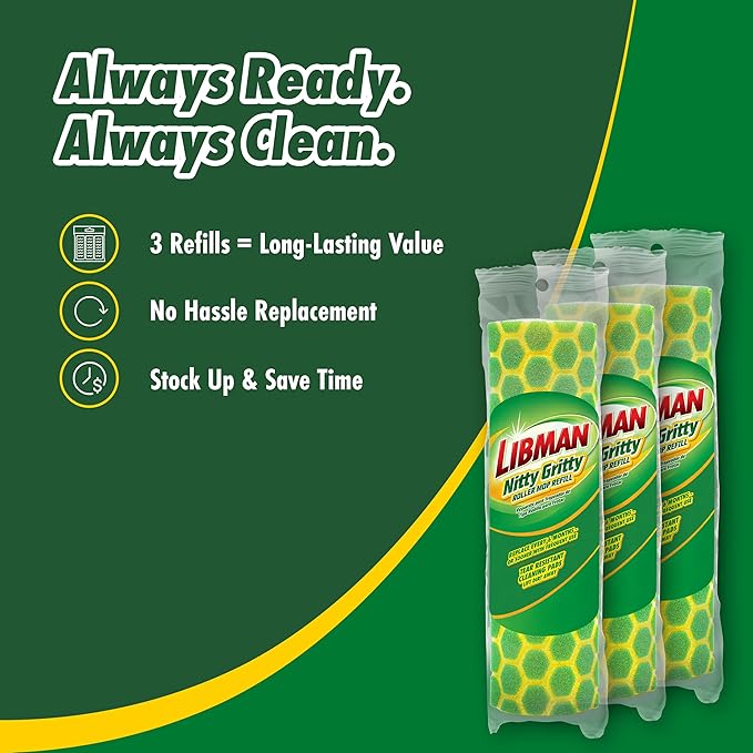 Libman Nitty Gritty Roller Mop Refills, Self Wringing, 3 Replacement Heads - Image 5