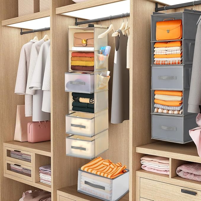 6-Tier Hanging Organizer w/ 3 Drawers, Side Pockets - Image 6