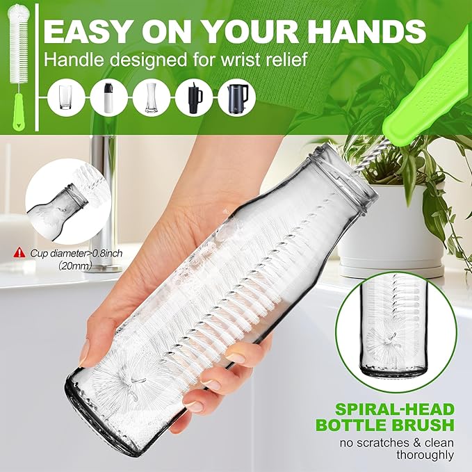 Rnoafmu Bottle Brush Set of 3, Sports Bottles, Coffee Cup, To-go Cups, Bendable - Image 4