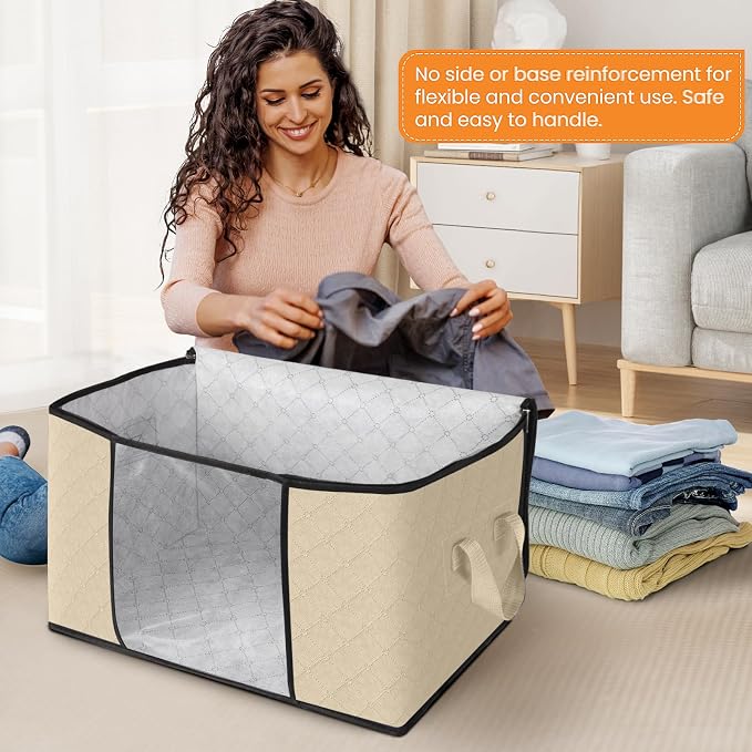 4 Pack Storage Bags for Clothes Blanket Storage Bins - Image 3