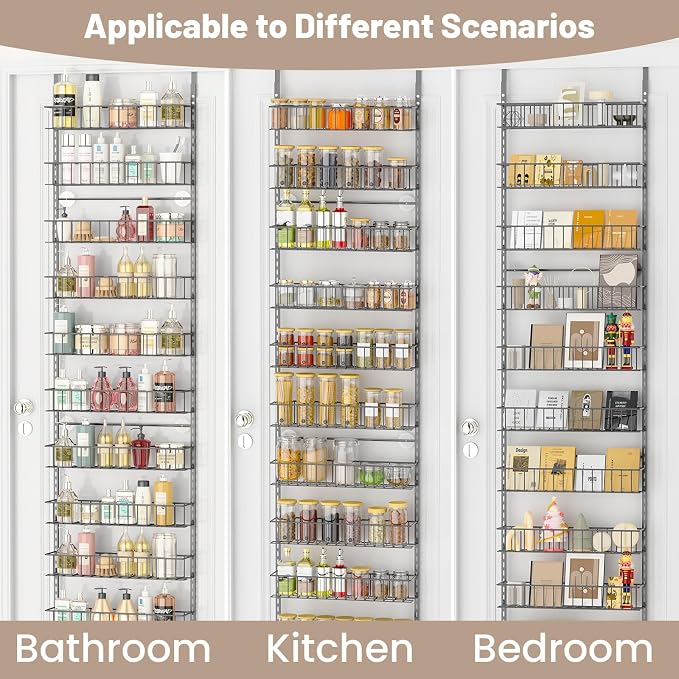 ElegantArray 9-Tier Pantry Door Organizer, Light Gray - Image 6