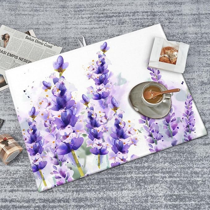 Lavender Dish Drying Mat For Kitchen Counter, Super Absorbent Microfiber Dish - Image 8