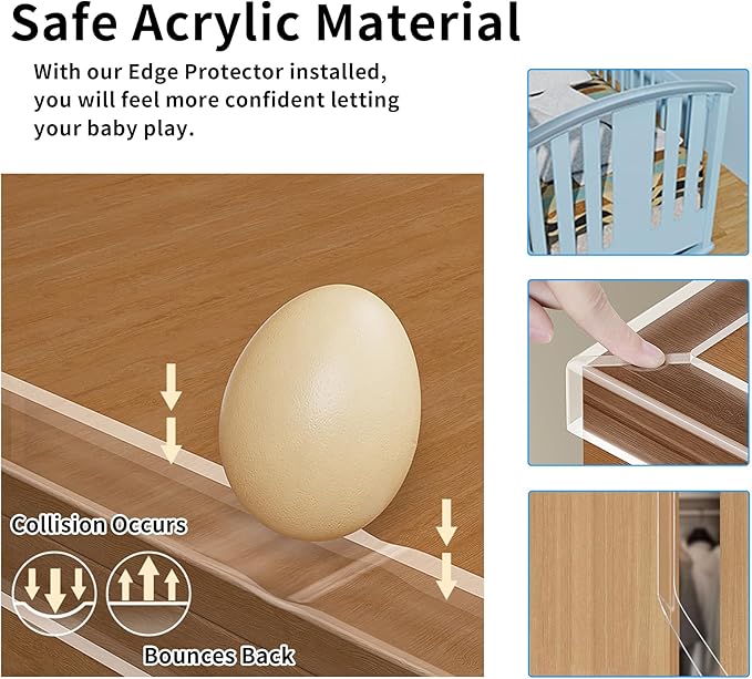 Edge Corner Protector Baby Proofing,Soft Clear Furniture Table Corner Guard & Edge Safety Cabinet Door Bumper,Crib Bumpers,Wall Protector,6.6ft(Width 0.8 in，Thickness 0.08 in)