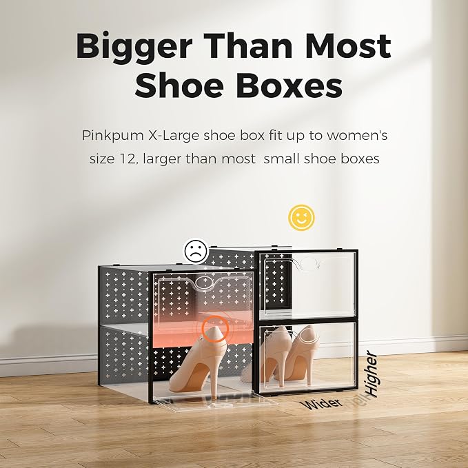 Pinkpum 12 Pack X-Large Shoe Storage Boxes, Shoe Organizer Clear Stackable - Image 5