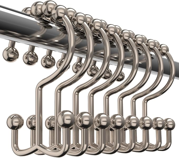 Utopia Bedding Double Glide Shower Curtain Hooks, 12 Pack, Matt Nickel | by UTOPIABEDDING
