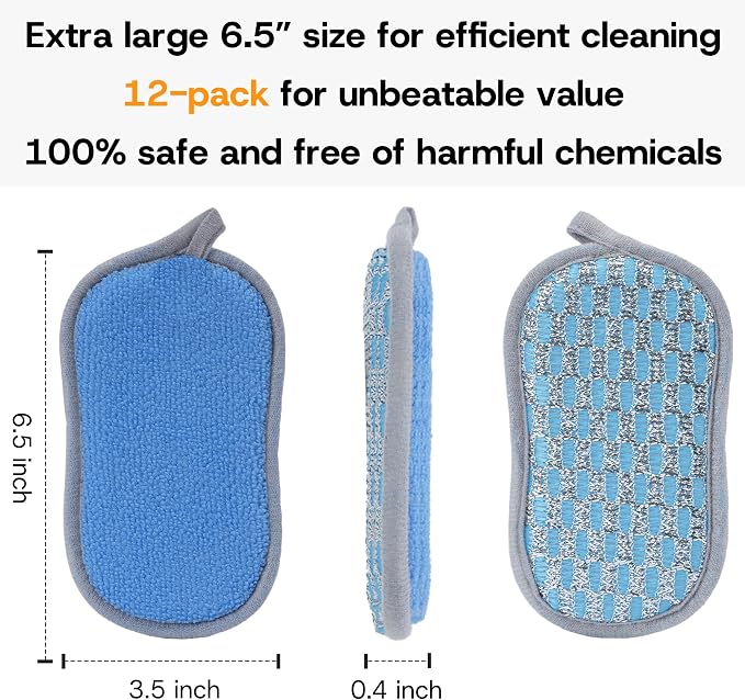 Multi-Purpose Dish Sponge, Dual-Sided Non Scratch Scrub Sponges Kitchen | 12 - Image 8