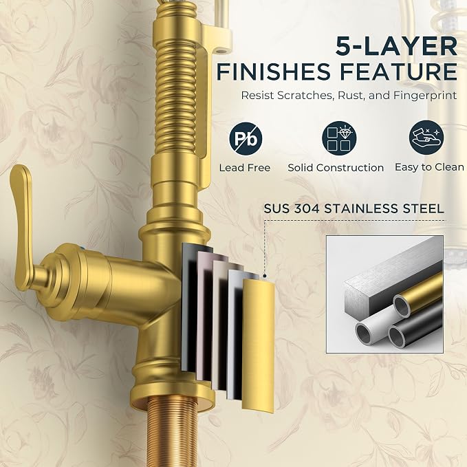 FORIOUS Gold Kitchen Faucet - Image 7