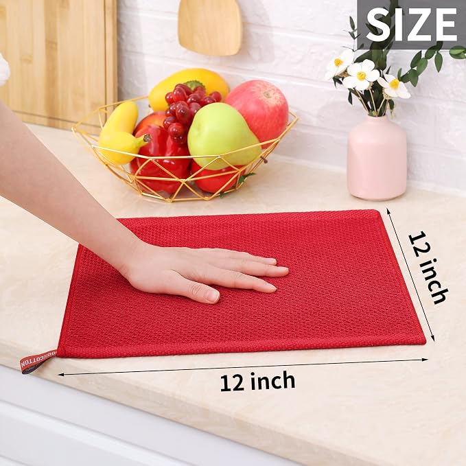 Homaxy 100% Cotton Waffle Weave Kitchen Dish Cloths 6-Pack, Ultra Soft - Image 5