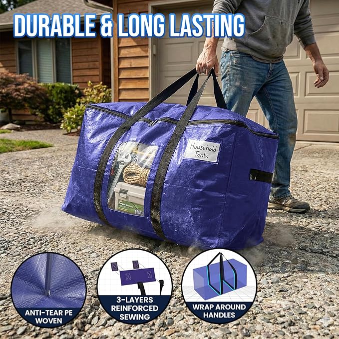 TAILI 8 Pack Dark Blue XXL Moving Bags, Storage Bags - Image 3