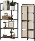 Crofy No Assembly Folding Bookshelf for Living Room, 4 Tier Black Collapsible Book Shelf for Home Office, Portable Bookcase Storage Organizer