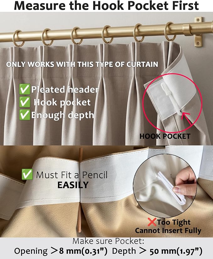 Adjustable Pinch Pleat Curtain Hooks, Only - Image 2