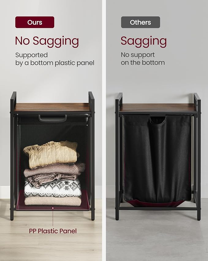 VASAGLE Laundry Hamper with Shelf, 1 Pull-Out Bag, 17.2 Gallons - Image 6