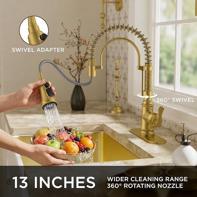 FORIOUS Gold Kitchen Faucet - Image 4