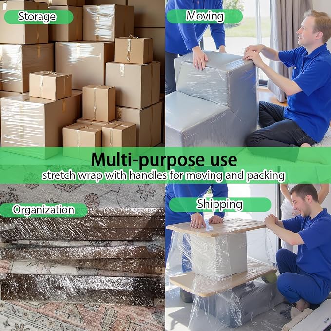 Mini Clear Stretch Wrap Film for Moving, 4 Rolls Plastic Wrap Refills - Image 4