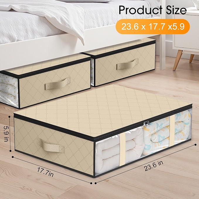 StorageRight Under Bed Storage Bags, 3 Pack, Comforters, Blankets and Seasonal - Image 2