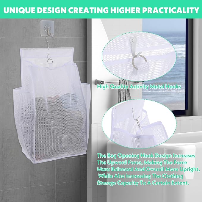 2 Pcs Hanging Foldable Breathable Mesh Laundry Hamper, Hanging Laundry Bag - Image 4