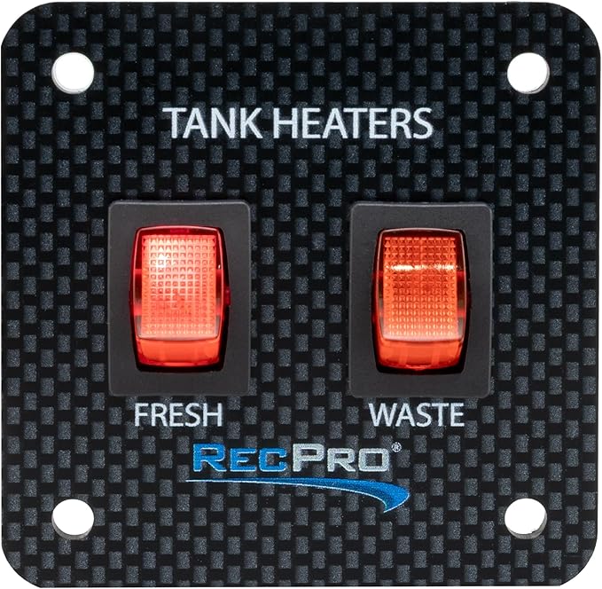 RecPro RV Toggle Switch | RV Tank System Control Panel Switch | Gang Kit System | Tank Heating Pad Toggle Switch | RV Tank Heater Panel (2 Toggles)